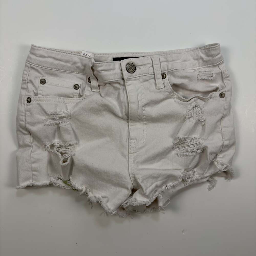 Aeropostale White Distressed High Rise Shorty Denim Shorts Size 8